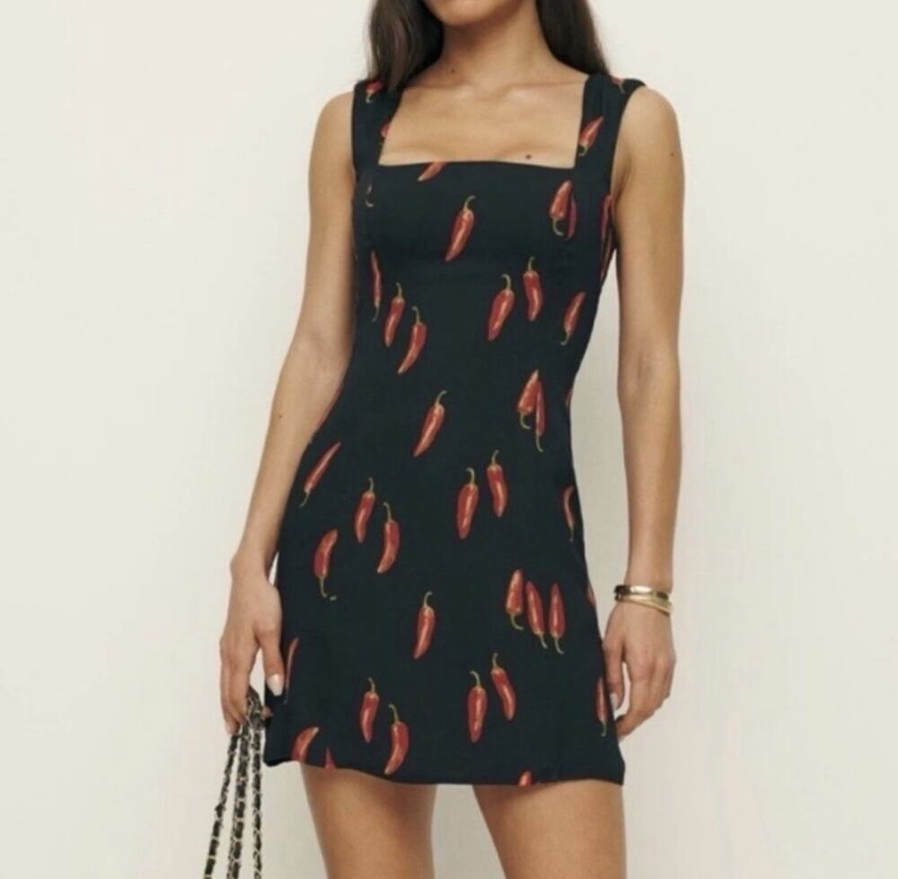 Reformation Gabin Chili Pepper Square Neck Mini Dress Size 12 EUC